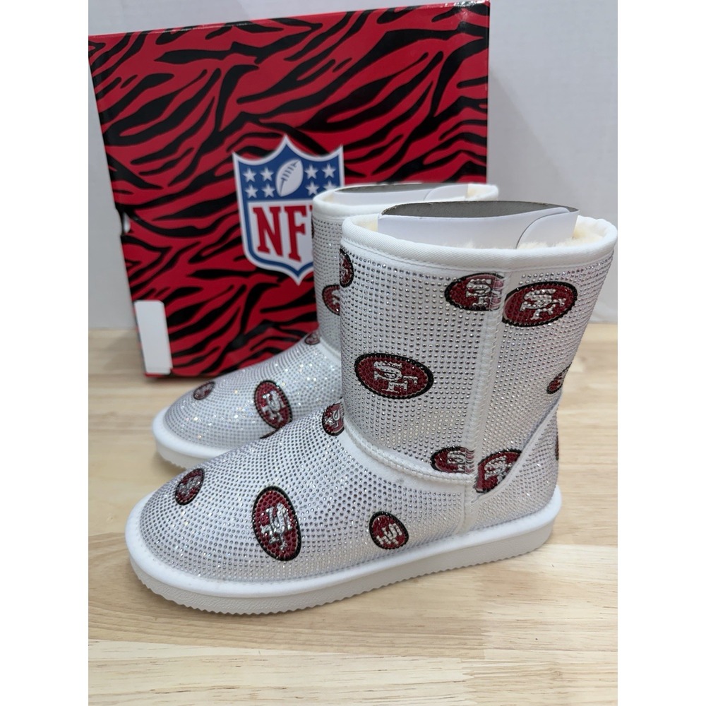 San Francisco 49ers Cuce Women's 7 Logo Sparkle Crystal Rhinestone Ankle Boots